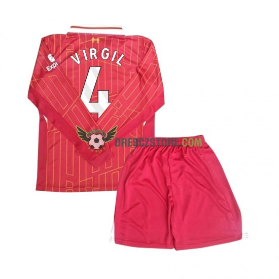 Liverpool Virgil 4 Domácí Dres 2024-2025 Dlouhý rukáv Děti Fotbalové Dresy