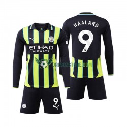 Manchester City Erling Haaland 9 Venkovní Dres 2024-2025 Dlouhý rukáv Děti Fotbalové Dresy