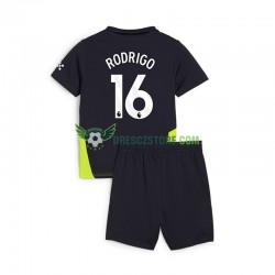 Manchester City RODRIGO 16 Venkovní Dres 2024-2025 Krátký rukáv Děti Fotbalové Dresy