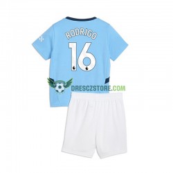 Manchester City RODRIGO 16 Domácí Dres 2024-2025 Krátký rukáv Děti Fotbalové Dresy