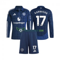Manchester United Alejandro Garnacho 17 Venkovní Dres 2024-2025 Dlouhý rukáv Děti Fotbalové Dresy