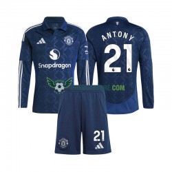 Manchester United Antony 21 Domácí Dres 2024-2025 Dlouhý rukáv Děti Fotbalové Dresy