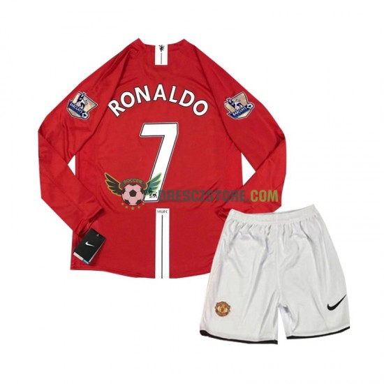 Manchester United Cristiano Ronaldo 7 2007 Retro Domácí Dres Dlouhý rukáv Děti Fotbalové Dresy