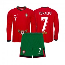 Portugalsko Ronaldo 7 Domácí Dres Euro 2024 Dlouhý rukáv Děti Fotbalové Dresy