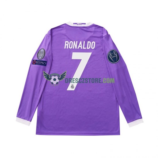 Real Madrid Cristiano Ronaldo 7 2016 Retro Venkovní Dres Dlouhý rukáv Muže Fotbalové Dresy