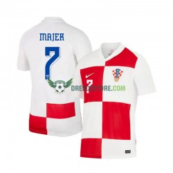 Chorvatsko Lovro Majer 7 Domácí Dres Euro 2024 Krátký rukáv Muže Fotbalové Dresy