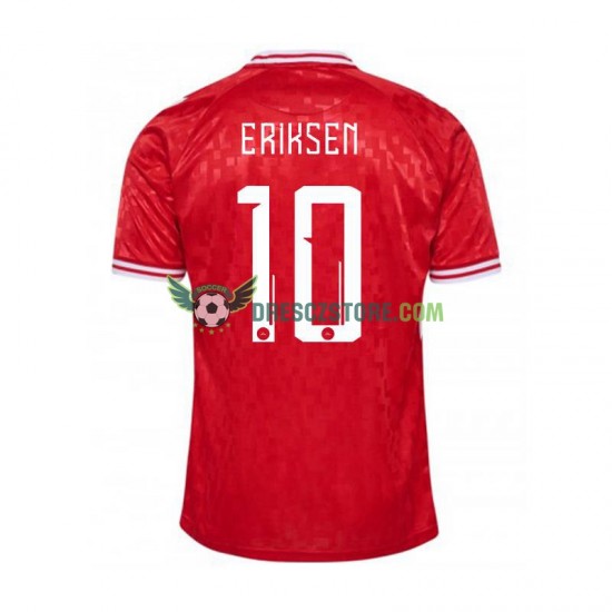 Dánsko Eriksen 10 Domácí Dres Euro 2024 Krátký rukáv Muže Fotbalové Dresy