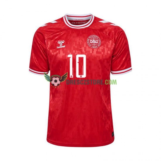 Dánsko Eriksen 10 Domácí Dres Euro 2024 Krátký rukáv Muže Fotbalové Dresy
