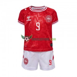 Dánsko Hojlund 9 Domácí Dres Euro 2024 Krátký rukáv Děti Fotbalové Dresy