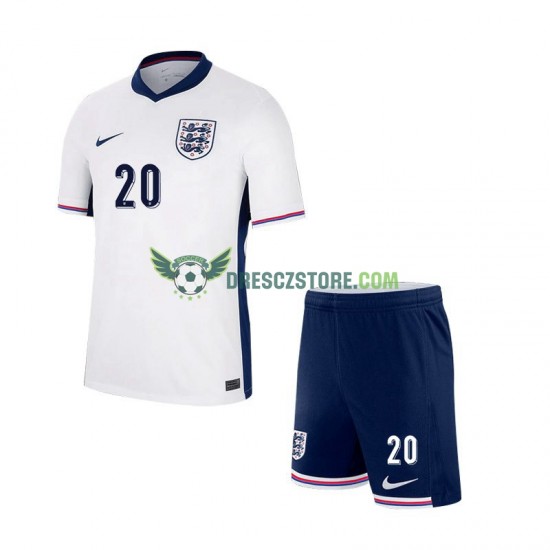 Anglie Phil Foden 20 Domácí Dres Euro 2024 Krátký rukáv Děti Fotbalové Dresy