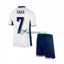 Anglie SAKA 7 Domácí Dres Euro 2024 Krátký rukáv Děti Fotbalové Dresy