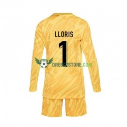 Francie Hugo Lloris 1 Brankářské Domácí Dres Euro 2024 Dlouhý rukáv Děti Fotbalové Dresy