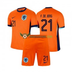 Nizozemsko Frenkie de Jong 21 Domácí Dres Euro 2024 Krátký rukáv Děti Fotbalové Dresy