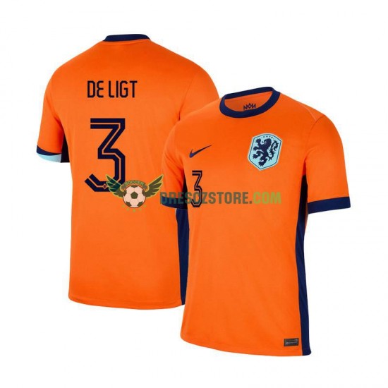 Nizozemsko Matthijs de Ligt 3 Domácí Dres Euro 2024 Krátký rukáv Muže Fotbalové Dresy