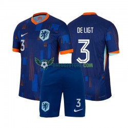 Nizozemsko Matthijs de Ligt 3 Venkovní Dres Euro 2024 Krátký rukáv Děti Fotbalové Dresy
