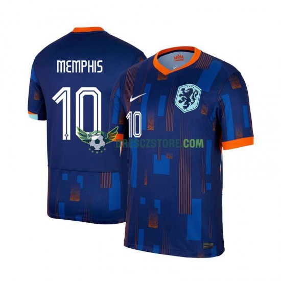 Nizozemsko Memphis Depay 10 Venkovní Dres Euro 2024 Krátký rukáv Muže Fotbalové Dresy