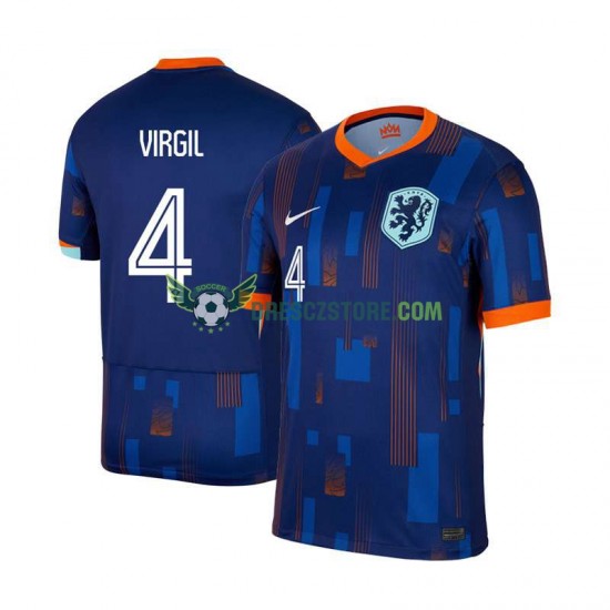 Nizozemsko Virgil van Dijk 4 Venkovní Dres Euro 2024 Krátký rukáv Muže Fotbalové Dresy