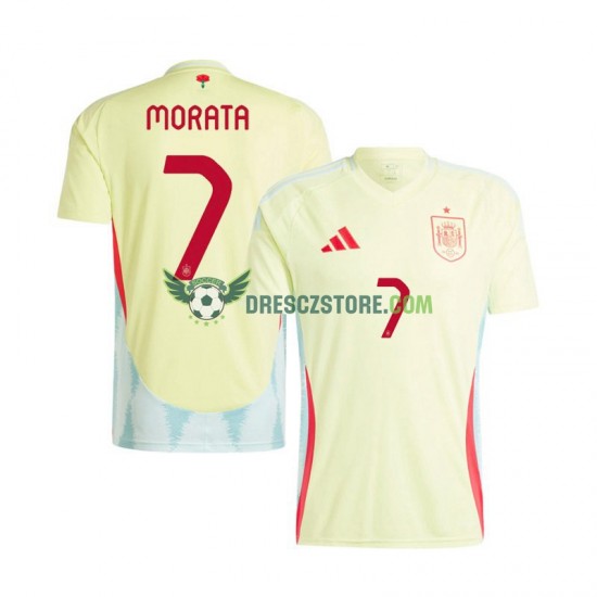 Španělsko Alvaro Morata 7 Venkovní Dres Euro 2024 Krátký rukáv Muže Fotbalové Dresy