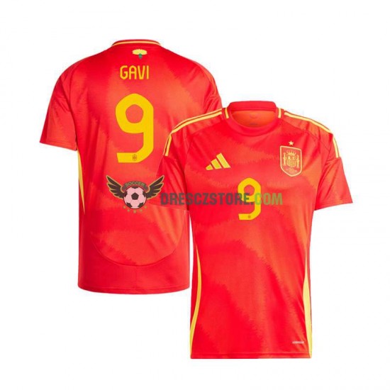 Španělsko Gavi 9 Domácí Dres Euro 2024 Krátký rukáv Muže Fotbalové Dresy