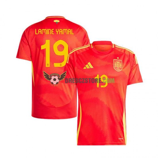 Španělsko Lamine Yamal 19 Domácí Dres Euro 2024 Krátký rukáv Muže Fotbalové Dresy