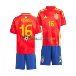 Španělsko Rodrigo 16 Domácí Dres Euro 2024 Krátký rukáv Děti Fotbalové Dresy