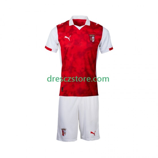 SC Braga Domácí Dres 2025-2026 Krátký rukáv Děti Fotbalové Dresy