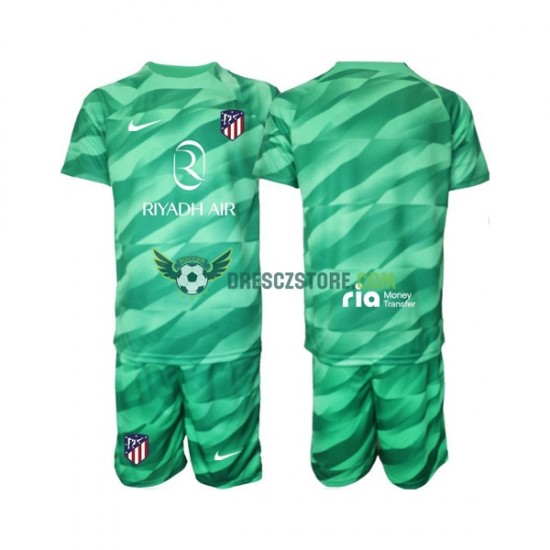 Atlético Madrid Green color Brankářské Venkovní Dres 2023-2024 Krátký rukáv Děti Fotbalové Dresy