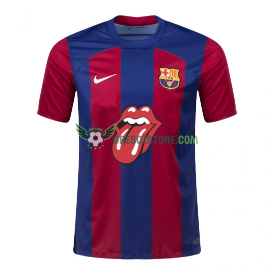 FC Barcelona Rolling Stones Domácí Dres 2023-2024 Krátký rukáv Muže Fotbalové Dresy