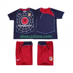 Atlético Madrid 2005 Retro Venkovní Dres 2004 Krátký rukáv Děti Fotbalové Dresy