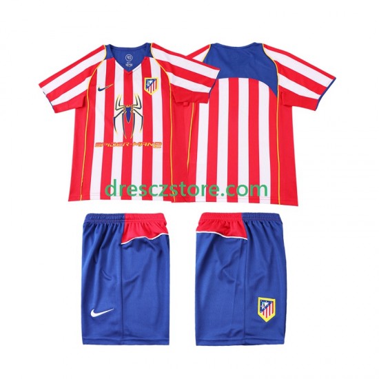 Atlético Madrid 2005 Retro Domácí Dres 2004 Krátký rukáv Děti Fotbalové Dresy