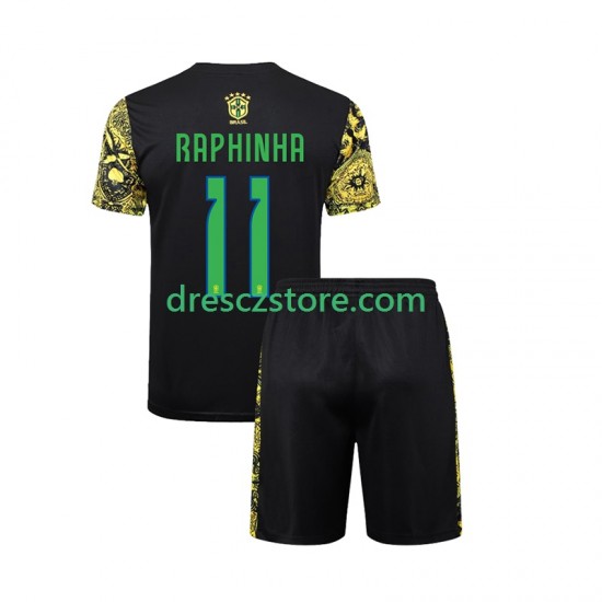 Brazílie RAPHINHA 11 Jesus Domácí Dres 2024 Krátký rukáv Děti Fotbalové Dresy