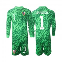 Chorvatsko DOMINIK LIVAKOVIC 1 Brankářské Venkovní Dres 2024 Dlouhý rukáv Děti Fotbalové Dresy