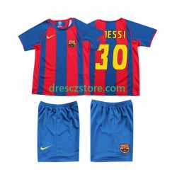 FC Barcelona Lionel Messi 10 Retro Domácí Dres 2004 Krátký rukáv Děti Fotbalové Dresy