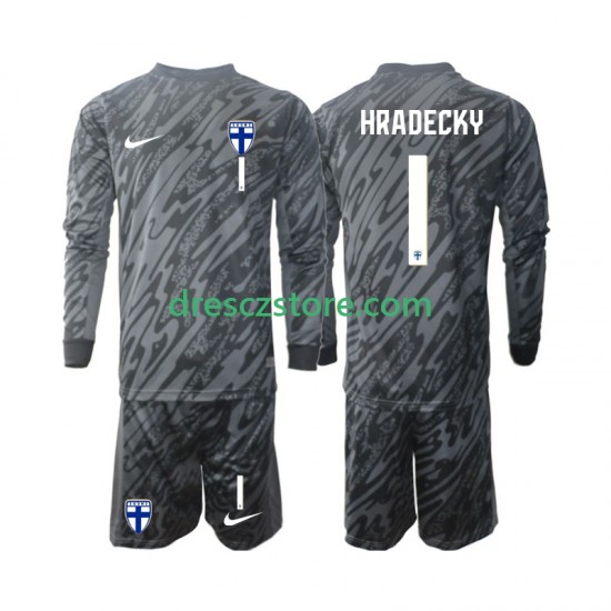Finsko HRADECKY 1 Brankářské Domácí Dres 2024 Dlouhý rukáv Děti Fotbalové Dresy