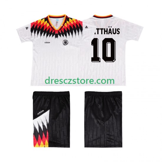 Německo MATTHAUS 10 Retro Domácí Dres 1994 Krátký rukáv Děti Fotbalové Dresy