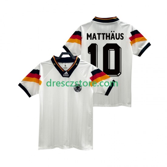 Německo MATTHAUS 10 1992 Retro Domácí Dres Krátký rukáv Muže Fotbalové Dresy