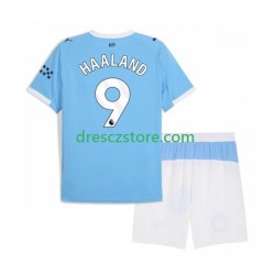 Manchester City Erling Haaland 9 Domácí Dres 2025-2026 Krátký rukáv Děti Fotbalové Dresy