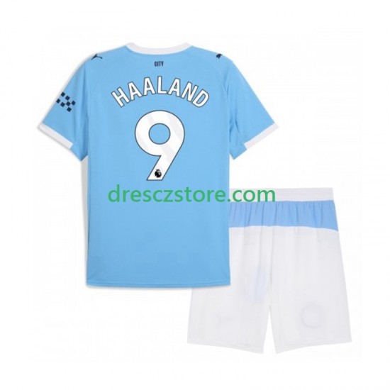 Manchester City Erling Haaland 9 Domácí Dres 2025-2026 Krátký rukáv Děti Fotbalové Dresy