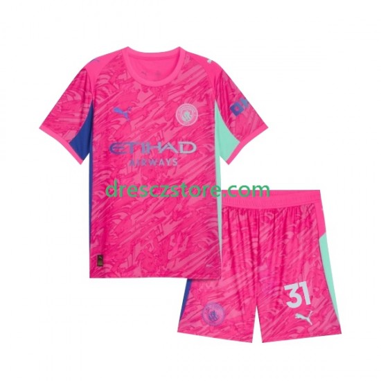 Manchester City Ederson Moraes 31 Brankářské Venkovní Dres 2025-2026 Krátký rukáv Děti Fotbalové Dresy