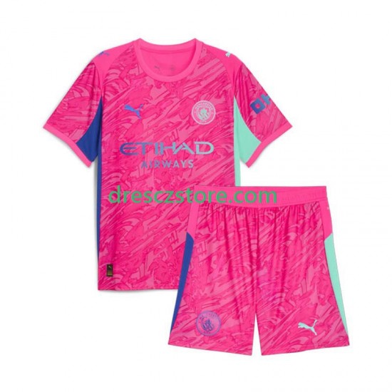 Manchester City Brankářské Venkovní Dres 2025-2026 Krátký rukáv Děti Fotbalové Dresy