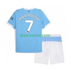 Manchester City Omar Marmoush 7 Domácí Dres 2025-2026 Krátký rukáv Děti Fotbalové Dresy