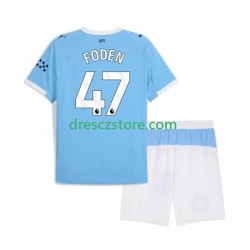 Manchester City Phil Foden 47 Domácí Dres 2025-2026 Krátký rukáv Děti Fotbalové Dresy
