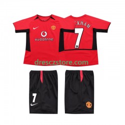 Manchester United BECKHAM 7 Retro Domácí Dres 2004 2002 Krátký rukáv Děti Fotbalové Dresy