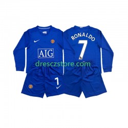Manchester United Cristiano Ronaldo 7 Retro Venkovní Dres 2008 Dlouhý rukáv Děti Fotbalové Dresy