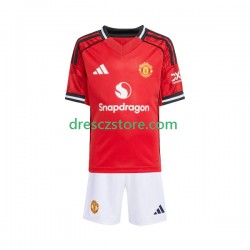 Manchester United Domácí Dres 2025-2026 Krátký rukáv Děti Fotbalové Dresy
