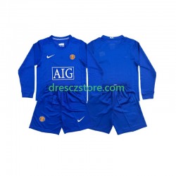 Manchester United Retro Venkovní Dres 2008 Dlouhý rukáv Děti Fotbalové Dresy