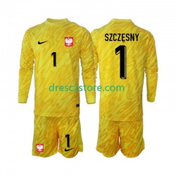 Polsko Szczesny 1 Brankářské Domácí Dres 2024 Dlouhý rukáv Děti Fotbalové Dresy