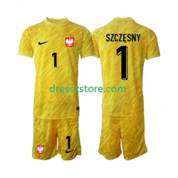 Polsko Szczesny 1 Brankářské Domácí Dres 2024 Krátký rukáv Děti Fotbalové Dresy