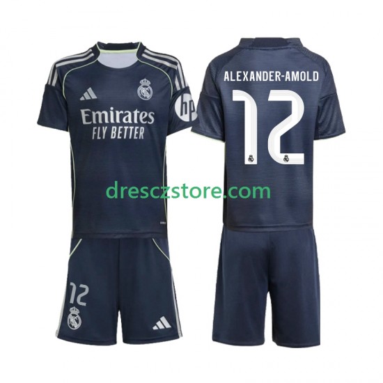 Real Madrid Alexander-Arnold 12 Venkovní Dres 2025-2026 Krátký rukáv Děti Fotbalové Dresy