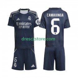 Real Madrid Camavinga 6 Venkovní Dres 2025-2026 Krátký rukáv Děti Fotbalové Dresy